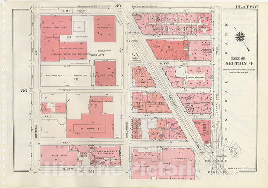 Historic Map : Manhattan Land Book 1955 - Updated Through Nov 7th, New York City 1975 Plate 087 , Vintage Wall Art