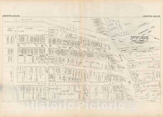 Historic Map : New England States Ed., Lewiston 1946 , Nirenstein's National Preferred Real Estate Locations of Business Properties , Vintage Wall Art