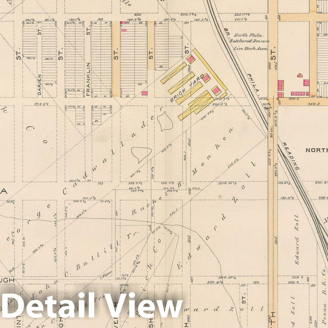 Historic Map : Atlas City of Philadelphia Volume 9 25th and 33rd Wards, Philadelphia 1891 Plate 018 , Vintage Wall Art