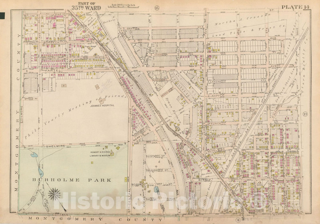 Historic Map : Atlas City of Philadelphia 35th Ward, Philadelphia 1927 Plate 014 , Vintage Wall Art