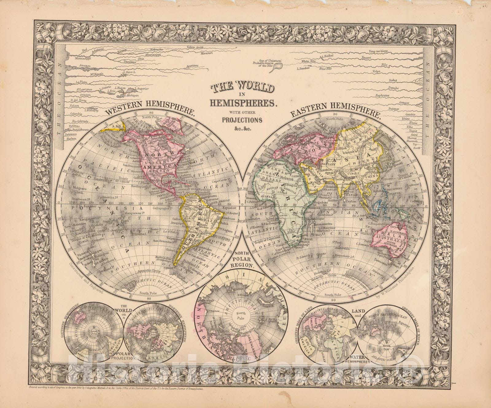 Historic Map : World Map 1864 , New General (World) Atlas , Vintage Wall Art