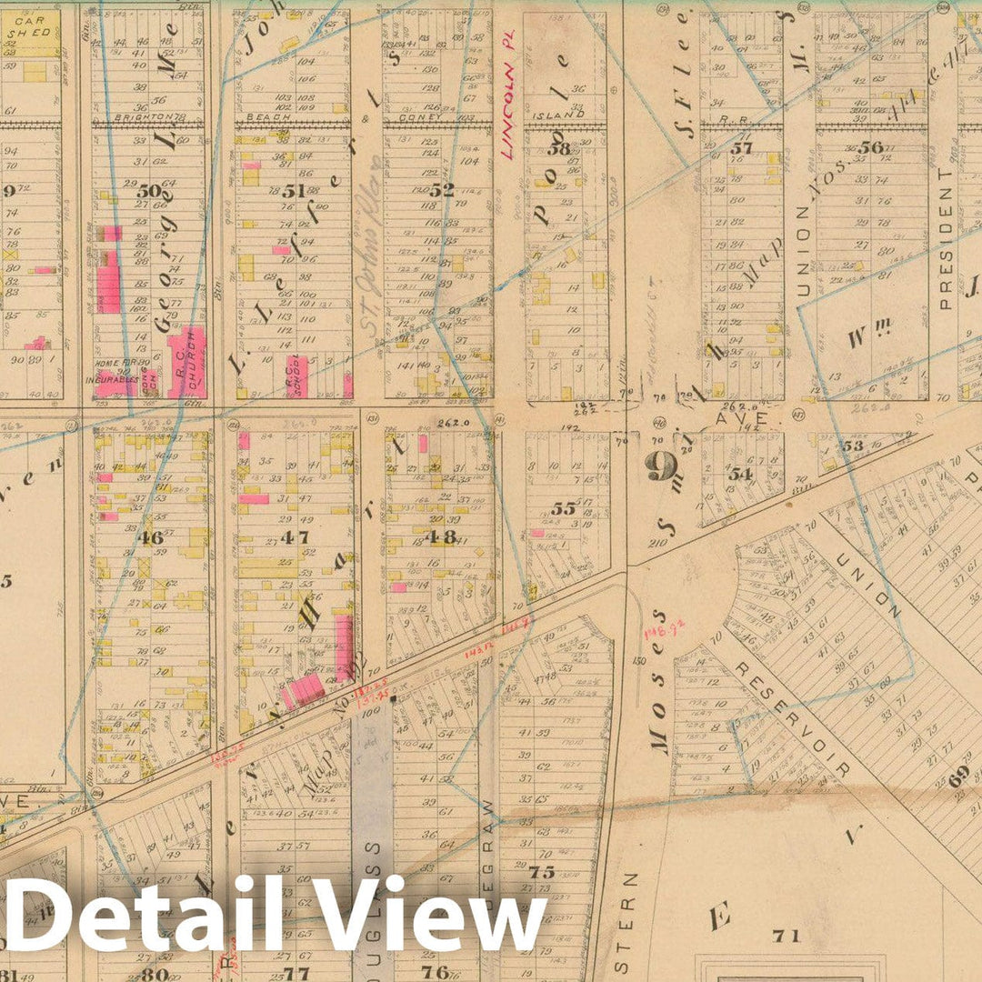 Historic Map : Robinson's Atlas City of Brooklyn, NY, Brooklyn 1886 Plate 027 , Vintage Wall Art