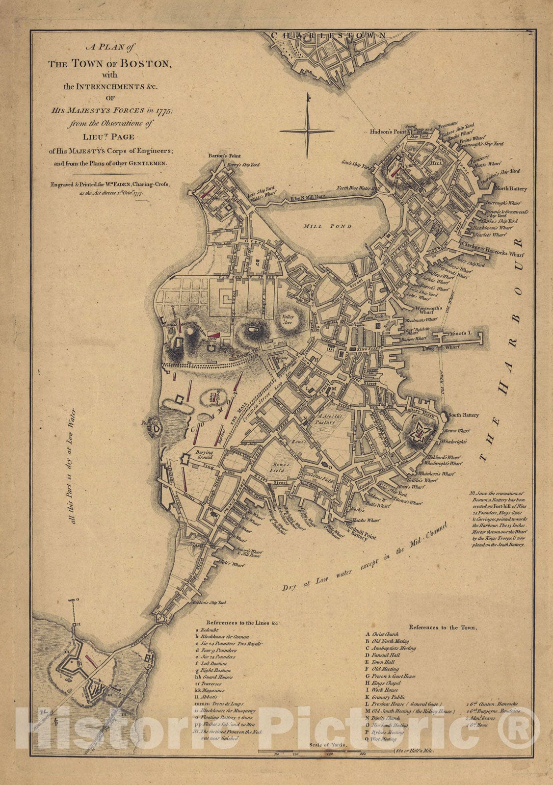 Historic Map : Revolutionary War Maps of Boston and Massachusetts 1775 , v2, Vintage Wall Art