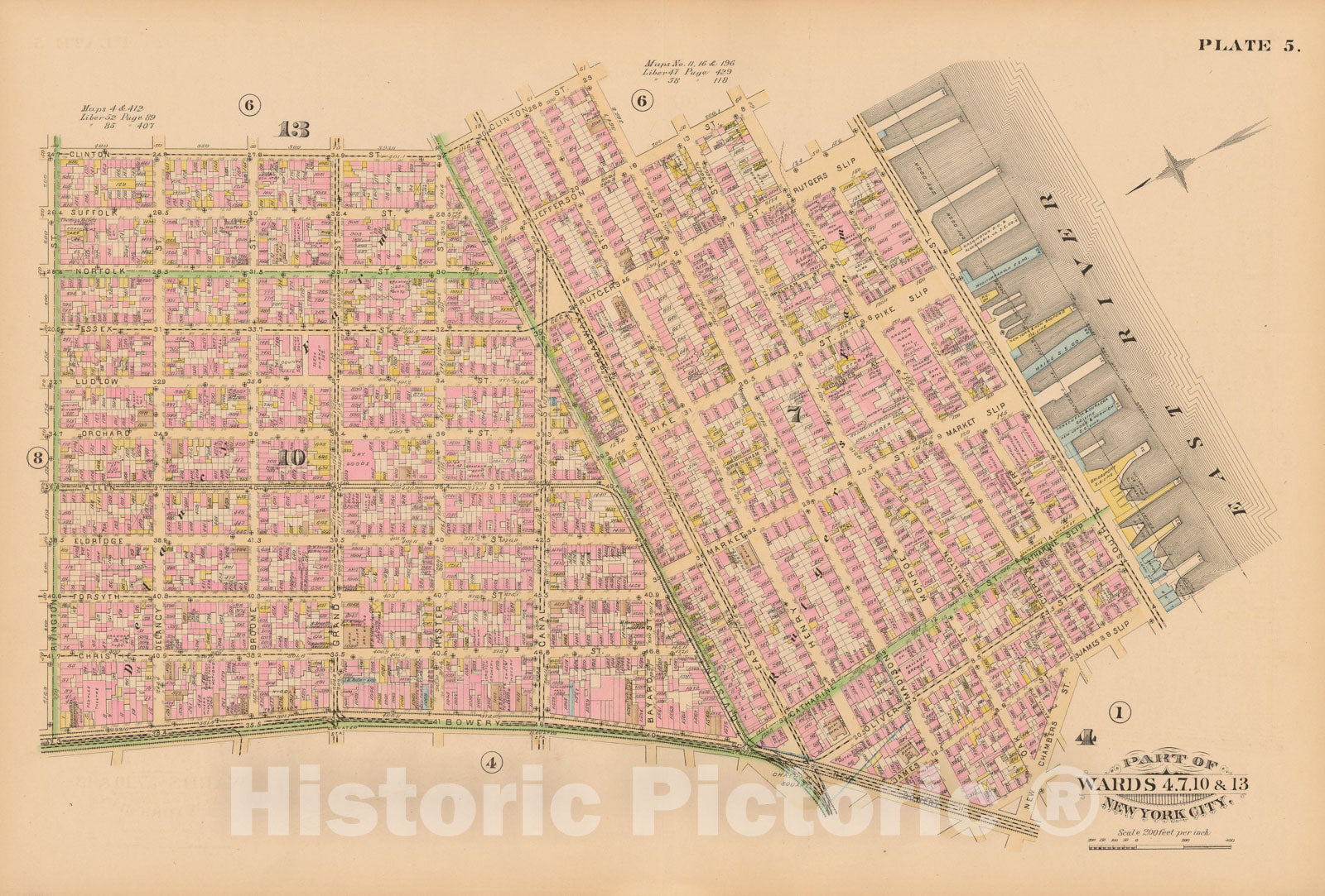 Historic Map : Manhattan & New York City 1885 Plate 005 , Robinson's Atlas City of New York , Vintage Wall Art