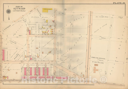 Historic Map : Atlas City of Philadelphia, 42nd Ward, Philadelphia 1913 Plate 026 , Vintage Wall Art