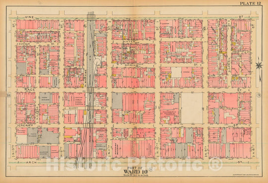 Historic Map : Philadelphia 1927 Plate 012 , Atlas 5th to 10th Wards of the City of Philadelphia , Vintage Wall Art