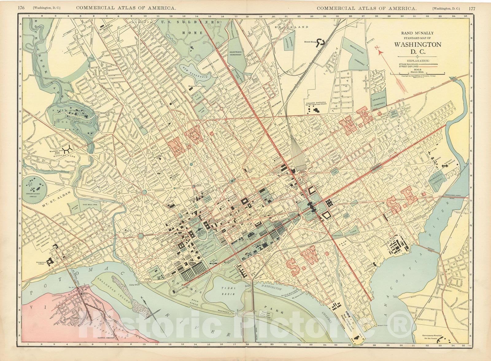 Historic Map : Washington D.C. (Dist. of Columbia), Washington 1925 , Vintage Wall Art