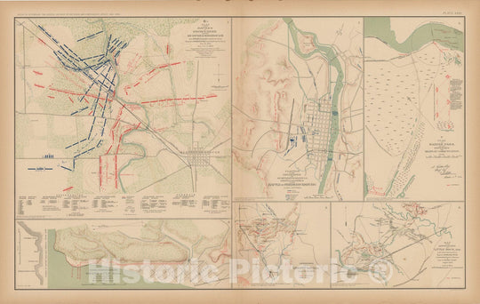 Historic Map : Civil War Atlas of the Union and Confederate Armies, Battles in AK, VA & TN 1895 , Vintage Wall Art