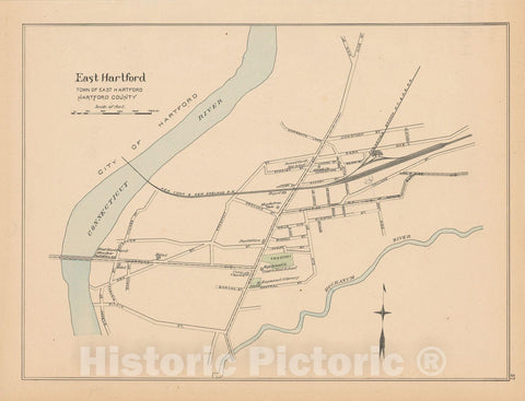 Historic Map : East Hartford 1893 , Town and City Atlas State of Connecticut , Vintage Wall Art