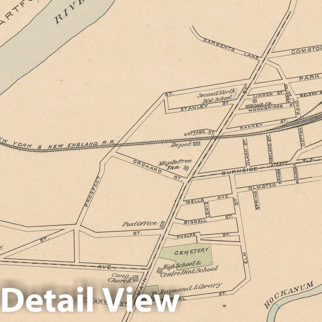 Historic Map : East Hartford 1893 , Town and City Atlas State of Connecticut , Vintage Wall Art