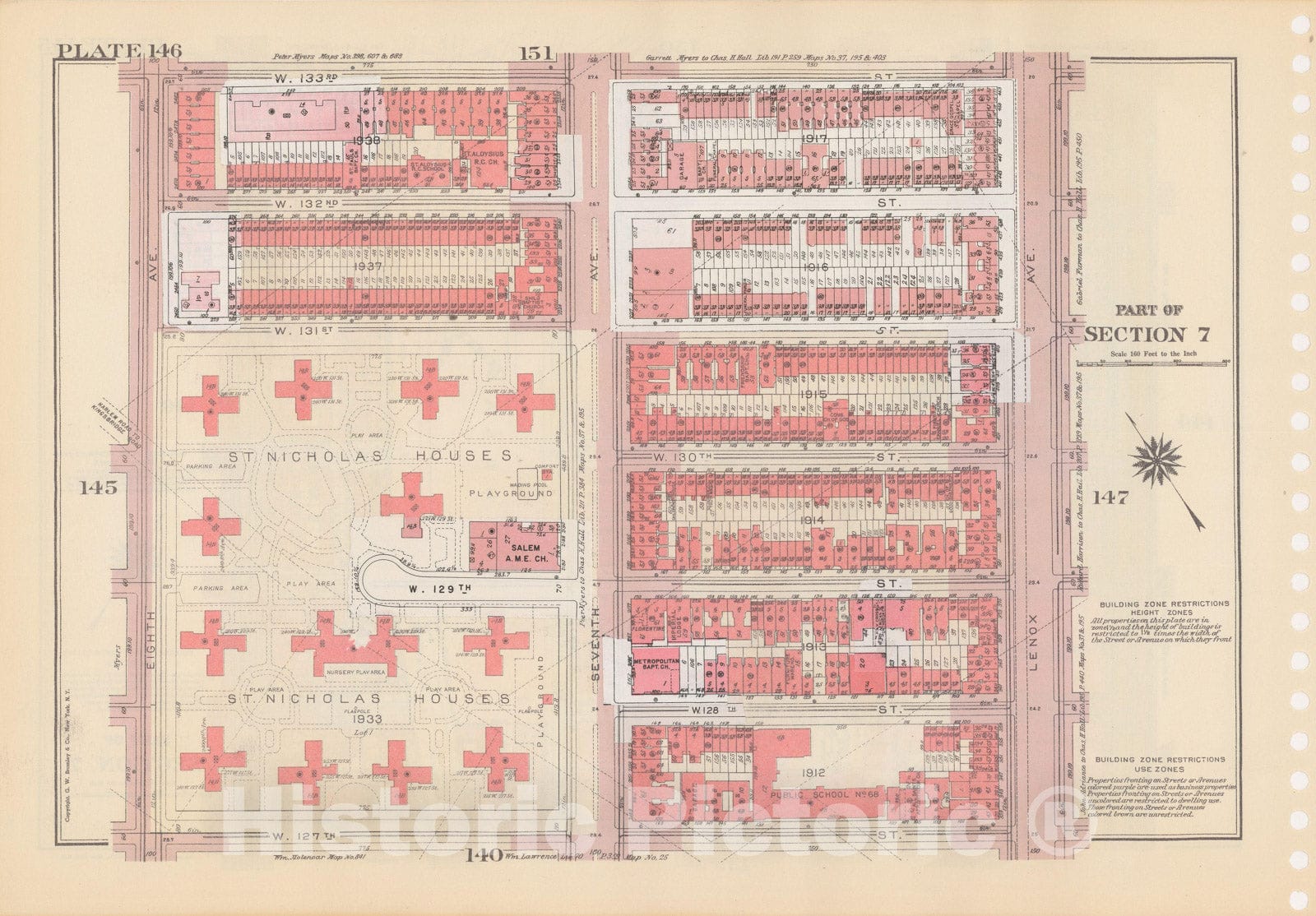 Historic Map : Manhattan Land Book 1955 - Updated Through Nov 7th, New York City 1975 Plate 146 , Vintage Wall Art