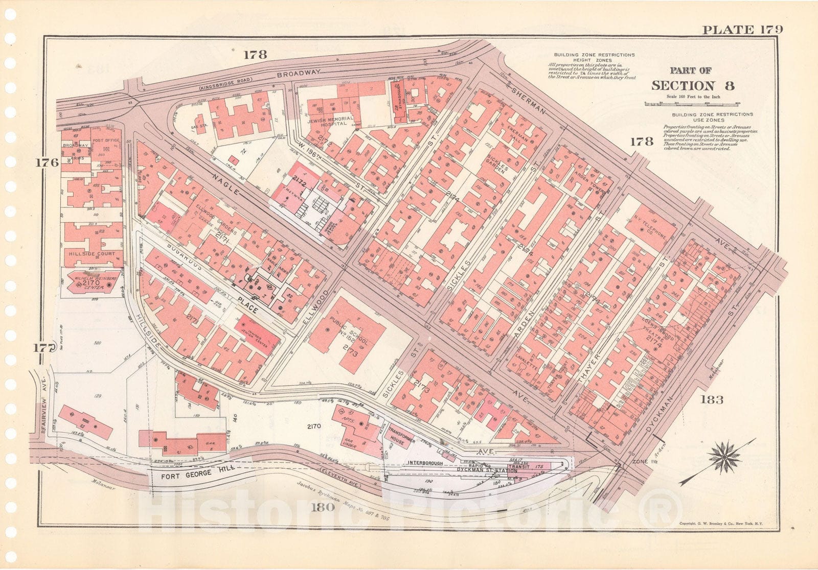 Historic Map : Manhattan Land Book 1955 - Updated Through Nov 7th, New York City 1975 Plate 179 , Vintage Wall Art