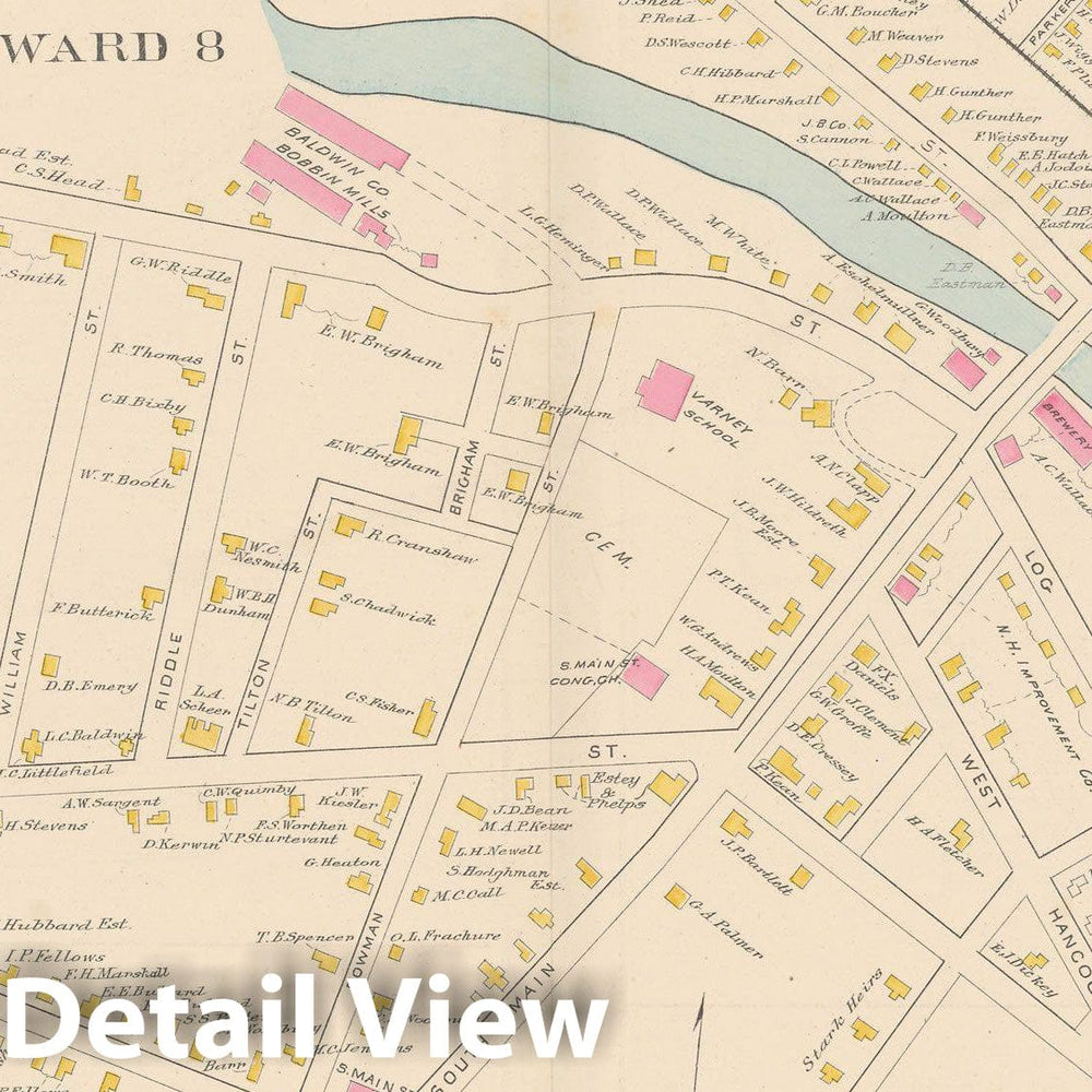 Historic Map : Manchester 1892 , Town and City Atlas State of New Hampshire , v2, Vintage Wall Art