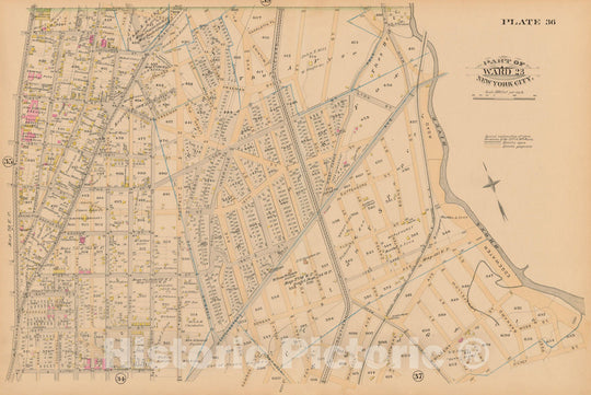 Historic Map : New York City & The Bronx 1885 Plate 036 , Robinson's Atlas City of New York , Vintage Wall Art