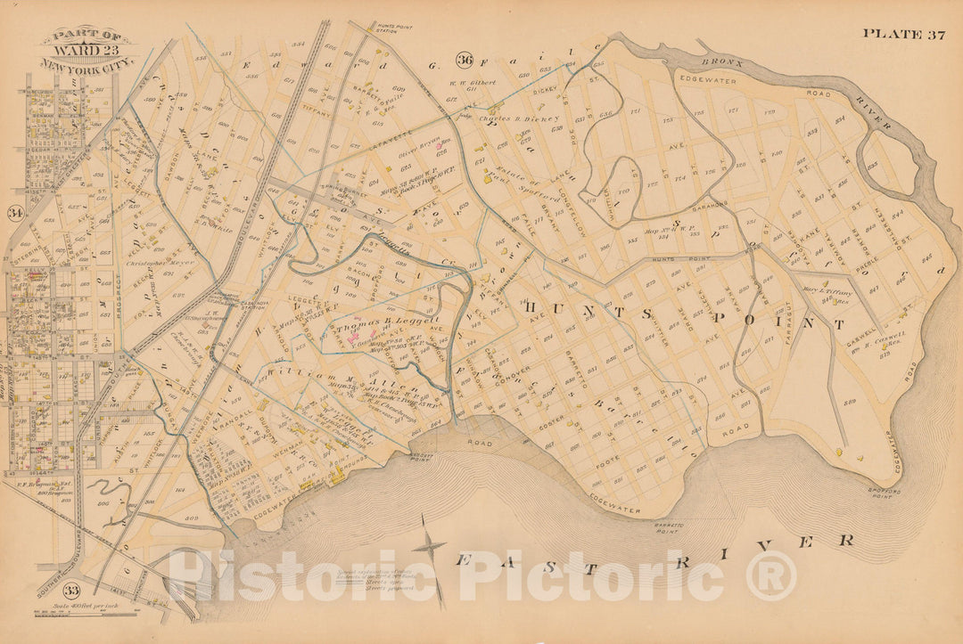 Historic Map : New York City & The Bronx 1885 Plate 037 , Robinson's Atlas City of New York , Vintage Wall Art