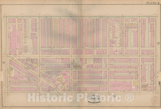 Historic Map : Atlas City of Philadelphia, Vol. 3, Philadelphia 1886 Plate Q , Vintage Wall Art