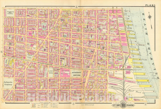 Historic Map : Baist's Property Atlas of Philadelphia, Philadelphia 1895 Plate 003 , Vintage Wall Art