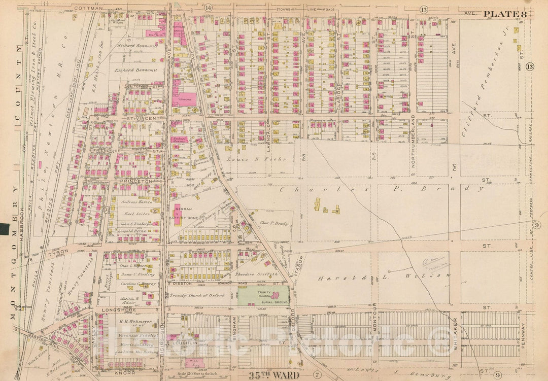 Historic Map : Atlas City of Philadelphia 35th Ward, Philadelphia 1927 Plate 008 , Vintage Wall Art