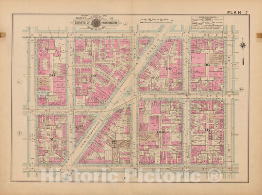 Historic Map : Atlas of Washington D.C. Volume 1 (Inner NW), Washington 1939 Plate 007 , Vintage Wall Art