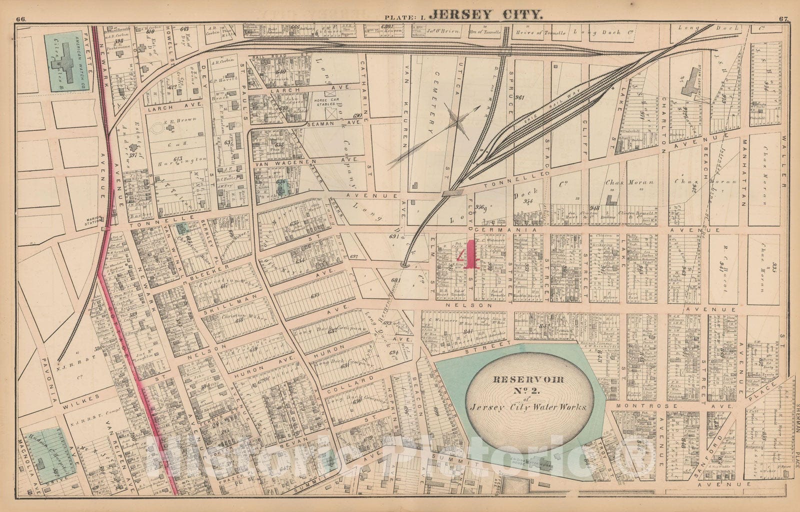 Historic Map : Combined Atlas State of New Jersey & The County of Hudson, Jersey City 1873 Plate I , Vintage Wall Art