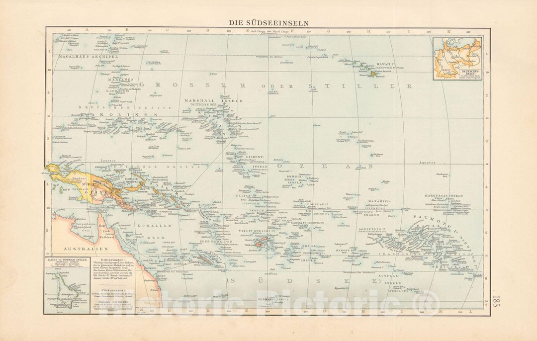 Historic Map : East Indies & Oceania 1899 , Andrees Allgemeiner Handatlas , Vintage Wall Art