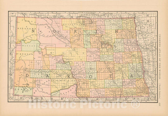 Historic Map : United States Maps, North Dakota 1894 , Vintage Wall Art