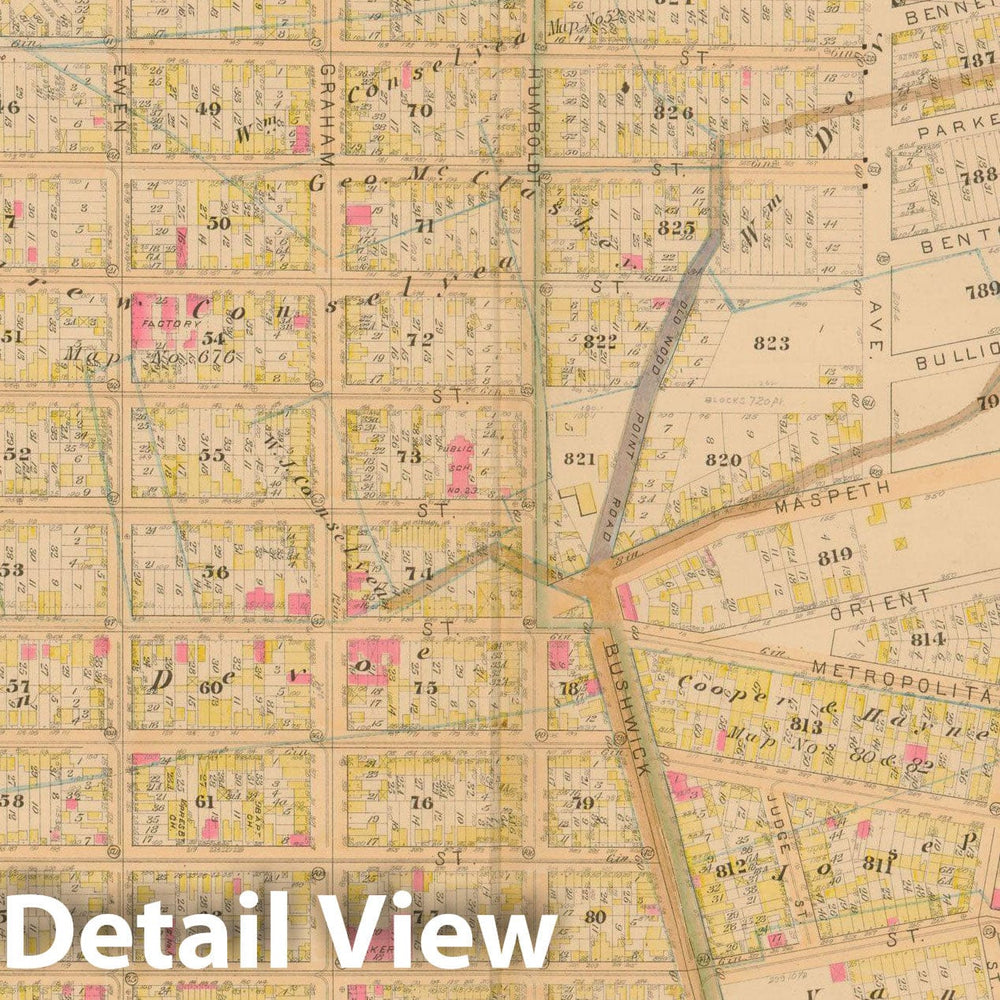 Historic Map : Robinson's Atlas City of Brooklyn, NY, Brooklyn 1886 Plate 014 , Vintage Wall Art