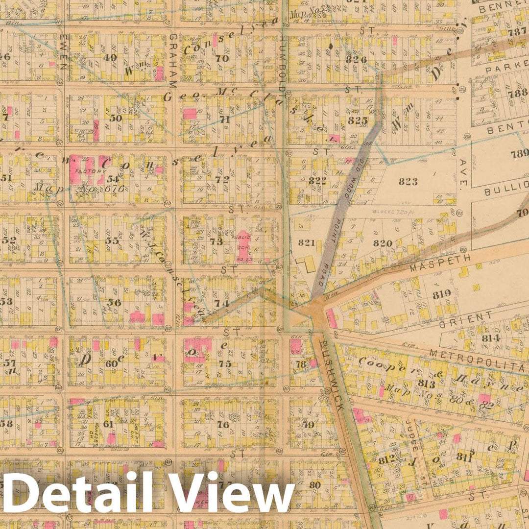 Historic Map : Robinson's Atlas City of Brooklyn, NY, Brooklyn 1886 Plate 014 , Vintage Wall Art