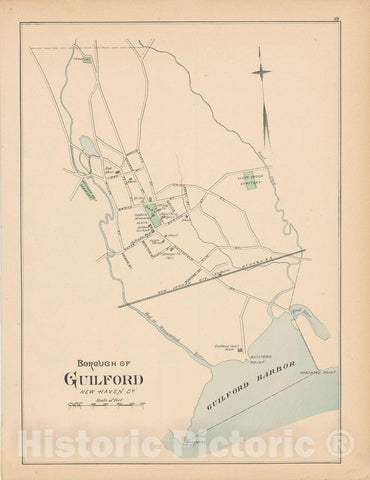 Historic Map : Guilford 1893 , Town and City Atlas State of Connecticut , Vintage Wall Art