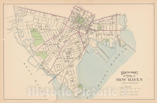 Historic Map : New Haven 1893 , Town and City Atlas State of Connecticut , Vintage Wall Art