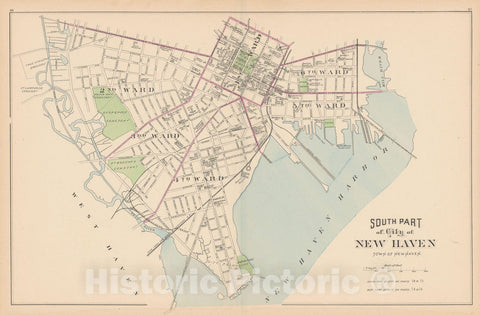 Historic Map : New Haven 1893 , Town and City Atlas State of Connecticut , Vintage Wall Art