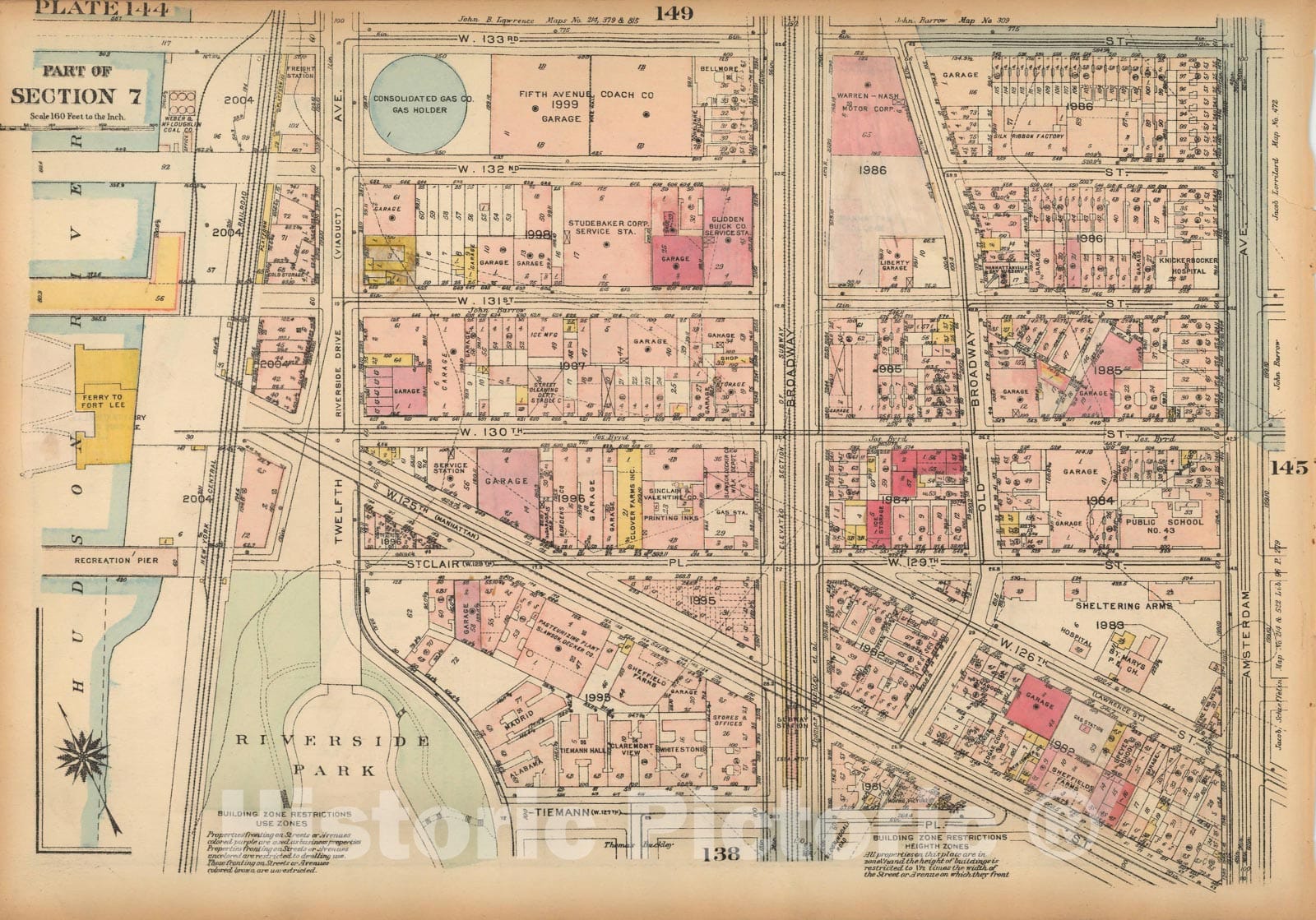 Historic Map : Land Book of the Borough of Manhattan, City of NY, Manhattan 1925 Plate 144 , Vintage Wall Art