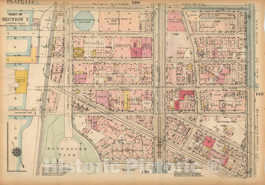 Historic Map : Land Book of the Borough of Manhattan, City of NY, Manhattan 1925 Plate 144 , Vintage Wall Art