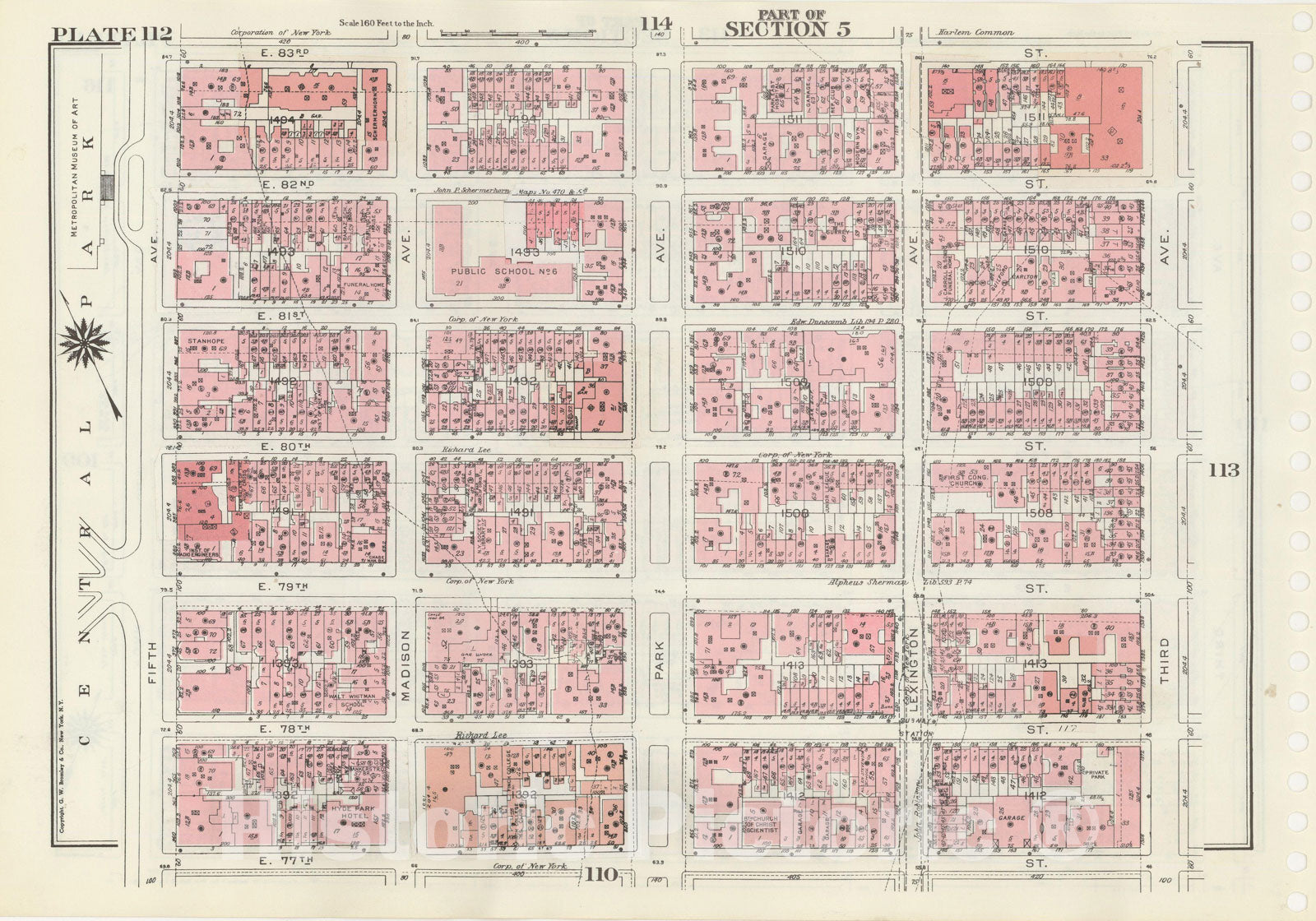 Historic Map : Manhattan Land Book 1955 - Updated Through Nov 7th, New York City 1975 Plate 112 , Vintage Wall Art