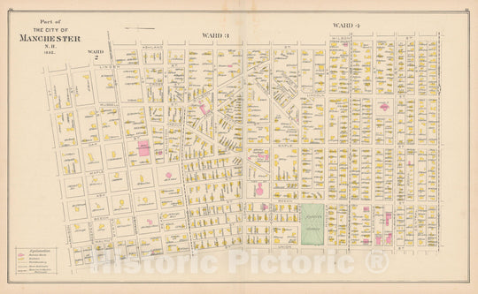 Historic Map : Manchester 1892 , Town and City Atlas State of New Hampshire , Vintage Wall Art