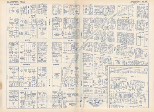 Historic Map : States of PA, VA & WV, McKeesport 1950 , Nirenstein's Real Estate Atlas , Vintage Wall Art