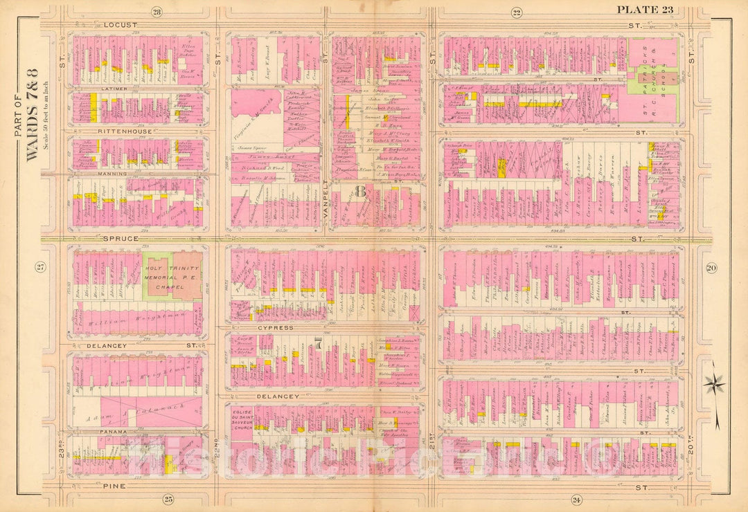 Historic Map : Philadelphia 1908 Plate 023 , Vintage Wall Art