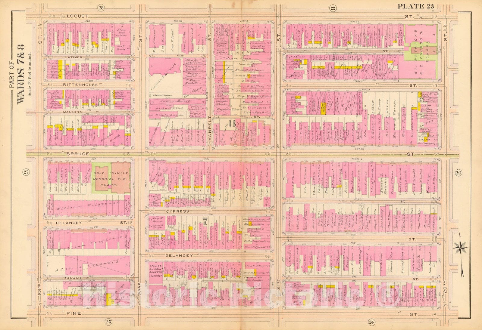 Historic Map : Philadelphia 1908 Plate 023 , Vintage Wall Art