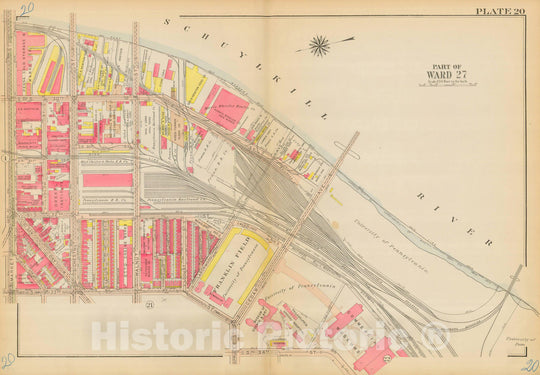 Historic Map : Atlas of Philadelphia, Wards 24, 27, 34, 40, 44, 46, West Philadelphia 1918 Plate 020 , Vintage Wall Art