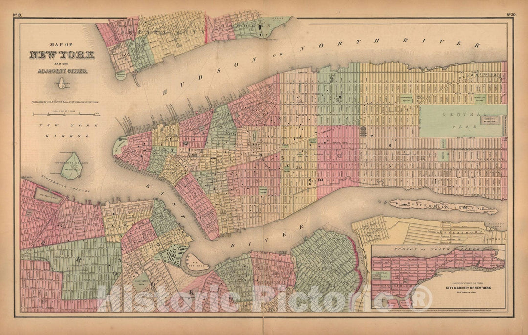 Historic Map : General Atlas (Of The World), New York City 1857 , Vintage Wall Art