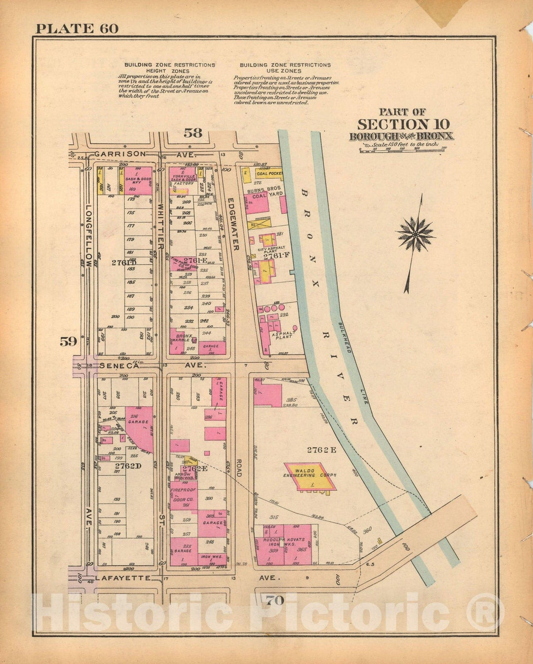 Historic Map : Borough of The Bronx, Sections 9-13, The Bronx 1928 Plate 060 , Vintage Wall Art