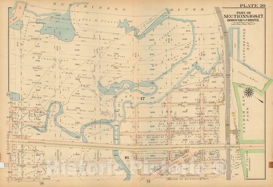 Historic Map : Atlas City of NY, Borough of The Bronx, Annexed District, The Bronx 1913 Plate 020 , Vintage Wall Art