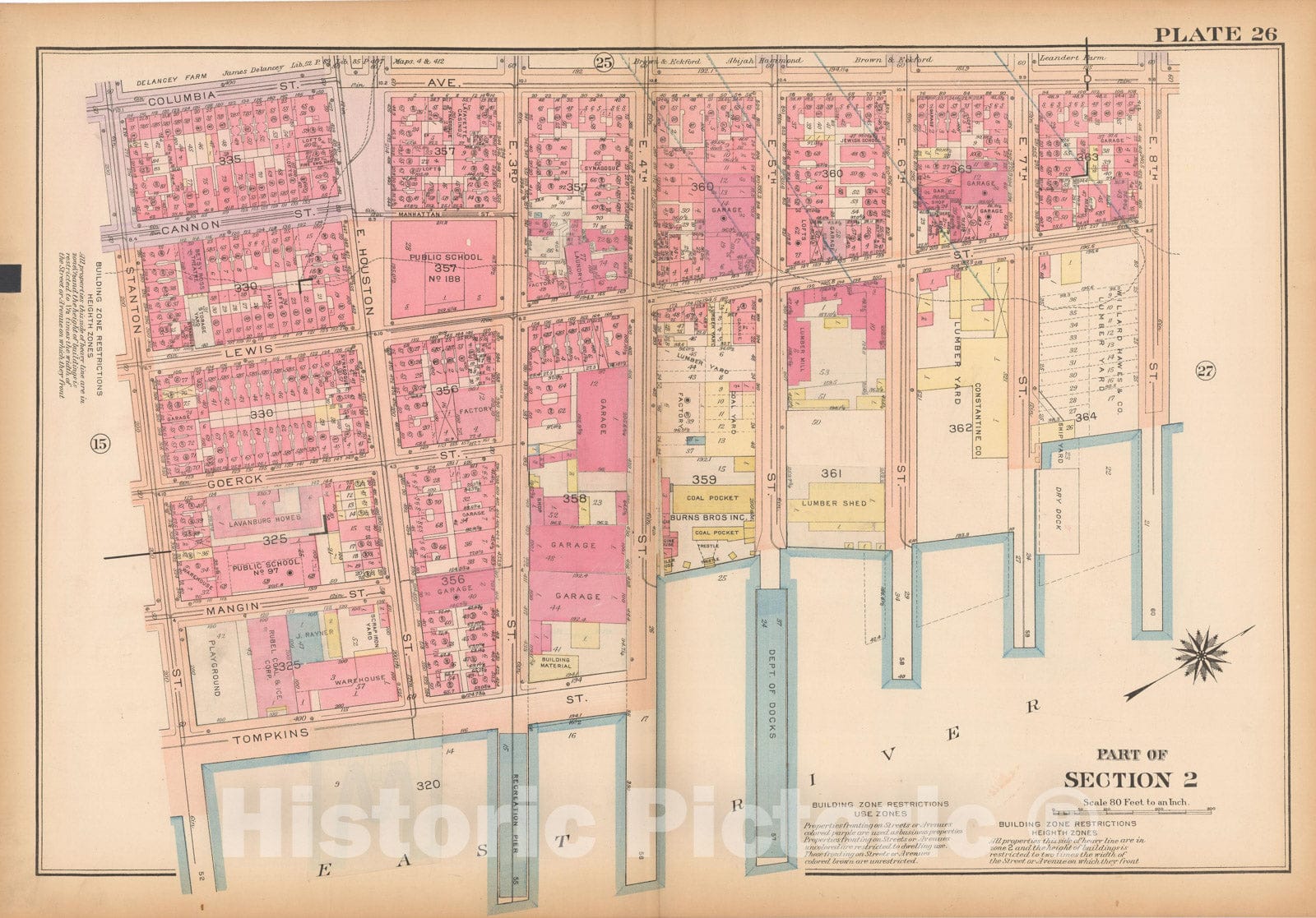 Historic Map : Atlas City of New York, Borough of Manhattan, Vol 1, Batery to 14th St 1922 - 1935 Plate 026 , Vintage Wall Art