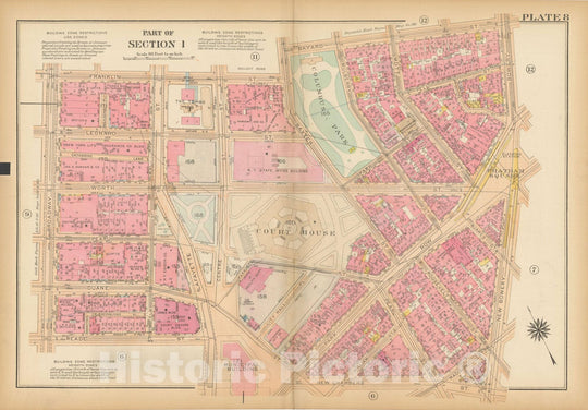 Historic Map : Atlas City of New York, Borough of Manhattan, Vol 1, Batery to 14th St 1922 - 1935 Plate 008 , Vintage Wall Art