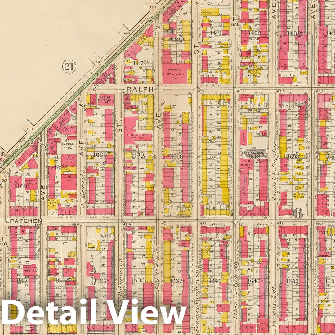 Historic Map : Vol. 1, Brooklyn 1908 Plate 020 , Atlas Borough of Brooklyn , Vintage Wall Art