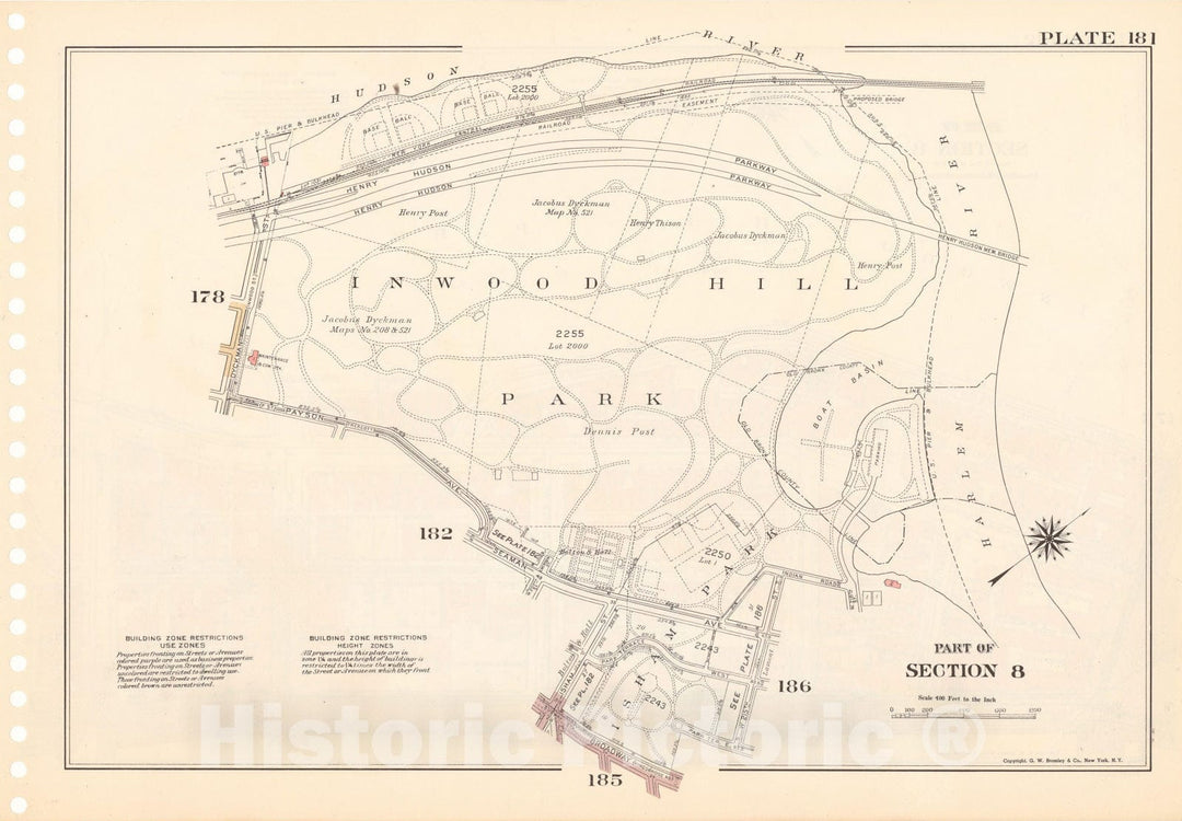 Historic Map : Manhattan Land Book 1955 - Updated Through Nov 7th, New York City 1975 Plate 181 , Vintage Wall Art