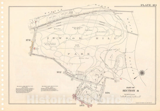 Historic Map : Manhattan Land Book 1955 - Updated Through Nov 7th, New York City 1975 Plate 181 , Vintage Wall Art