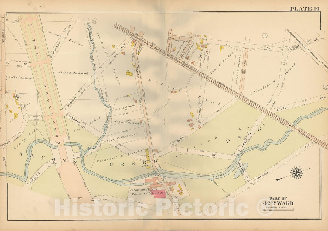 Historic Map : Atlas City of Philadelphia, 42nd Ward, Philadelphia 1913 Plate 014 , Vintage Wall Art