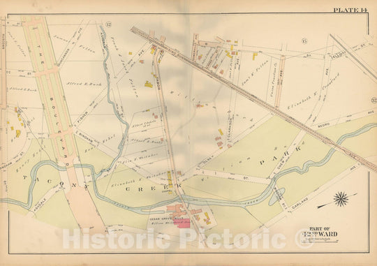 Historic Map : Atlas City of Philadelphia, 42nd Ward, Philadelphia 1913 Plate 014 , Vintage Wall Art