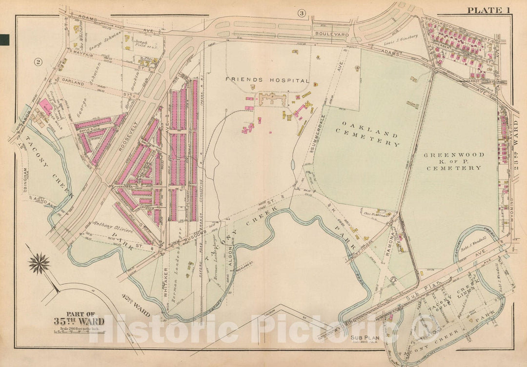 Historic Map : Atlas City of Philadelphia 35th Ward, Philadelphia 1927 Plate 001 , Vintage Wall Art